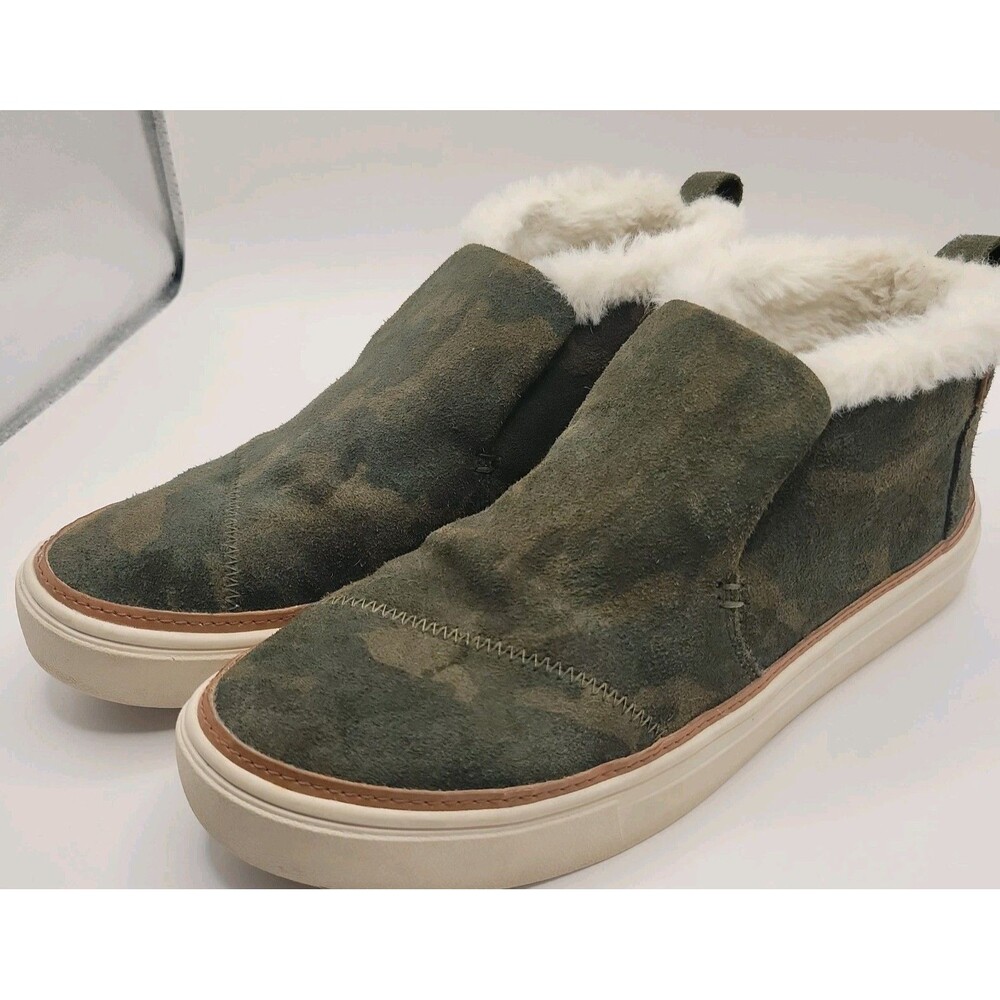 Womens  Toms Paxton Slip On Camo Printed  Suede Faux  Fur Lining Size 7.5